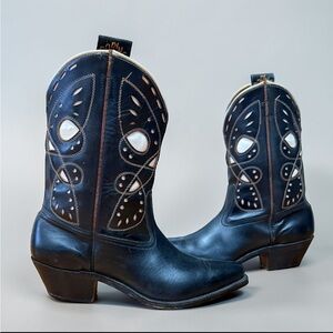 1950s Goding Cut-Out Inlay — Women’s 8 M Vintage Cowboy Cowgirl Pee Wee Boots
